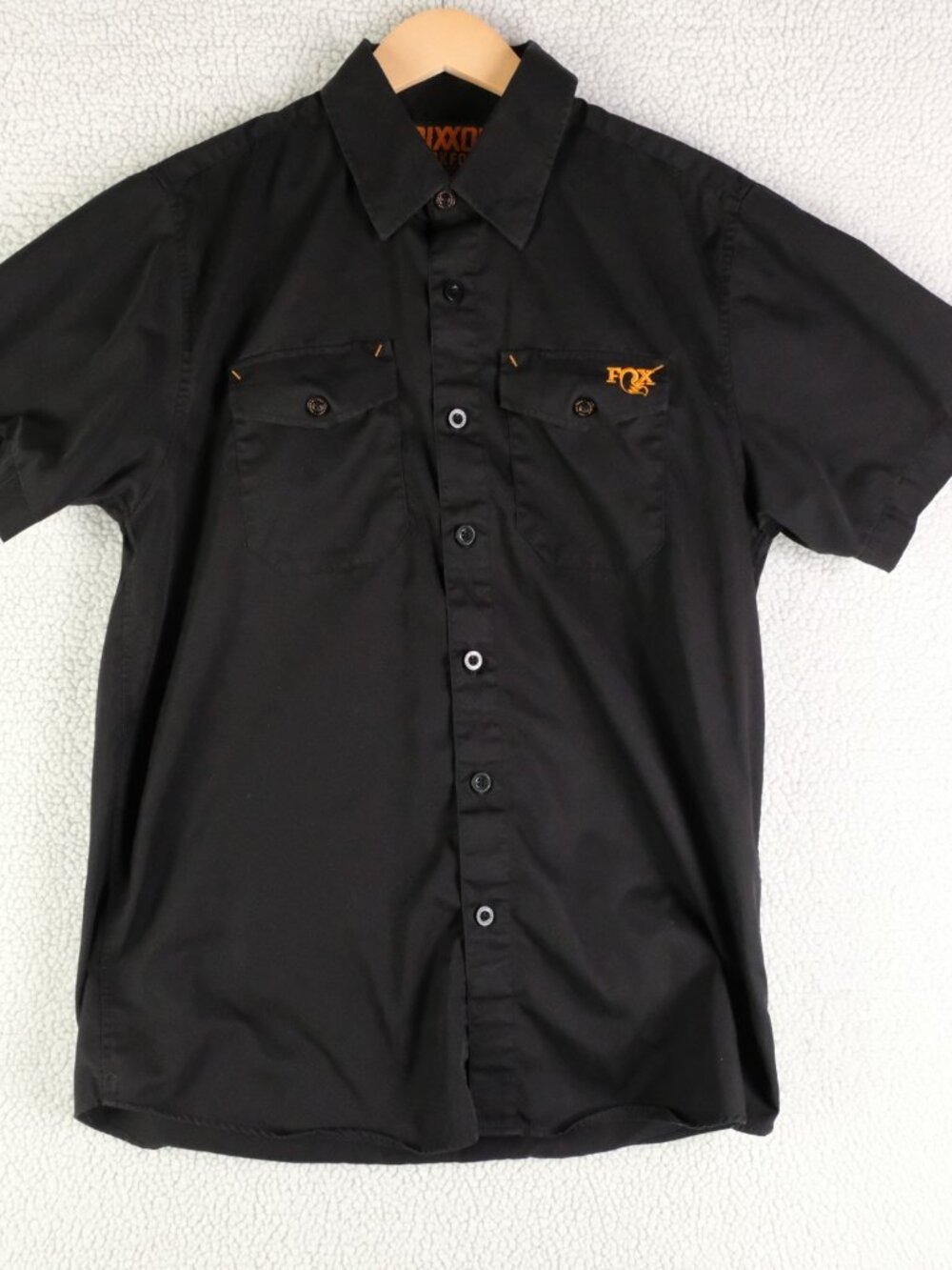Dixxon Shirt Mens Medium Black Workforce Fox Factory Button Up Short Sleeve